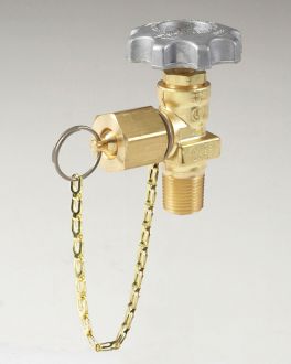CGA 024, 7/8"-14 M.R.H OUTLET, 1/2" NGT INLET, OXYGEN AND INERT GASES LINE STATION VALVE, WITH CAP AND CHAIN